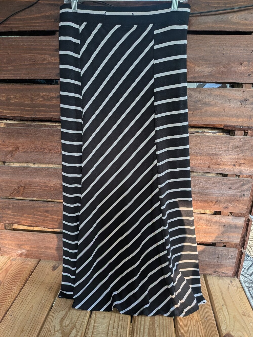 Maurices Black and White Striped Maxi Skirt